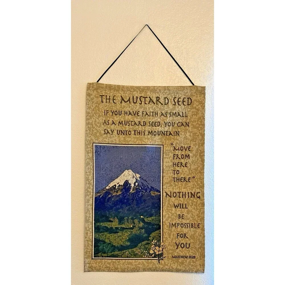 Mustard Seed Inspirational Wall Hanging Tapestry Scroll 26